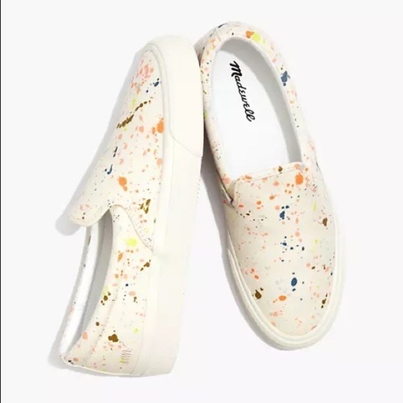 Madewell Sidewalk Paint Splatter Recycled Canvas Slip-On Sneakers Size 8 - Picture 1 of 12